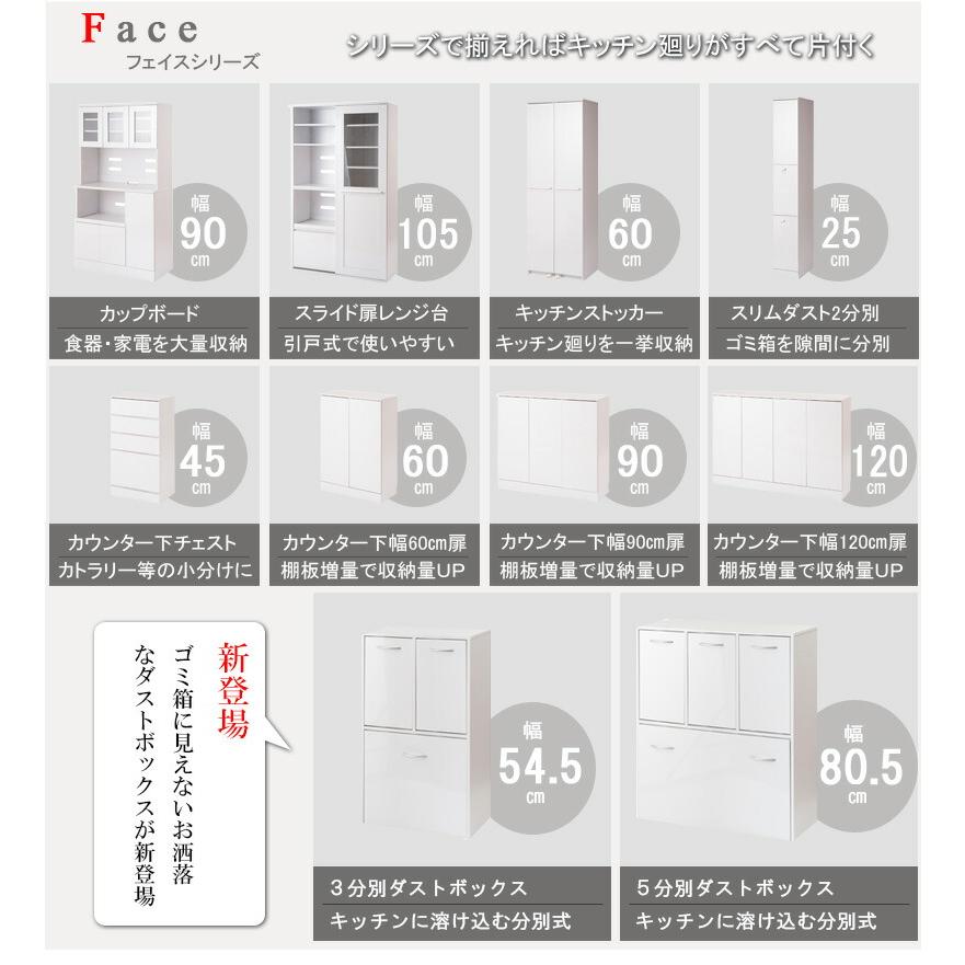 face 5分割 ダストボックス 幅80.5 大容量 ホワイト 白 ゴミ箱 スリム
