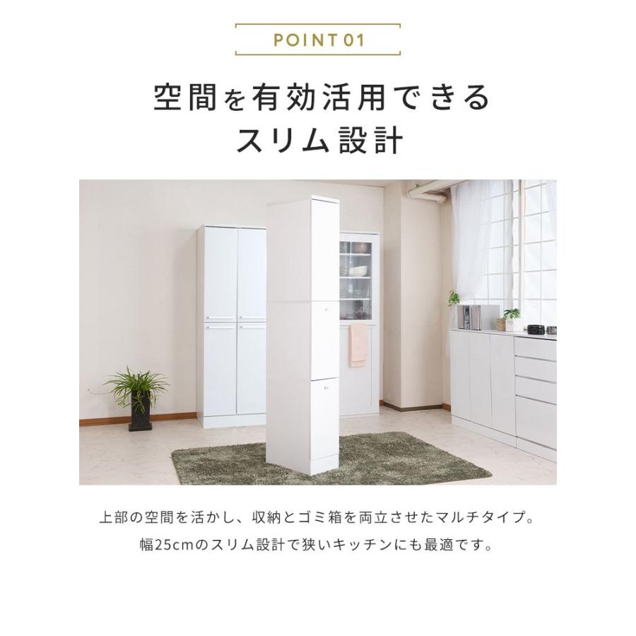 Face ダストボックス 28L 幅25cm スリム 2分割 分別 フラップ式 可動棚