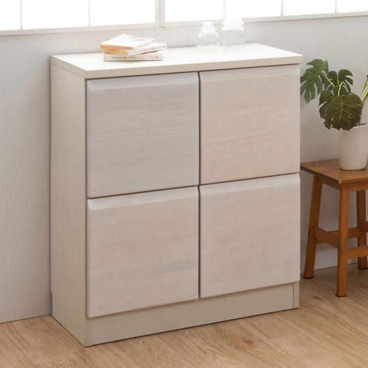 Enix スクエアキャビネット 幅72 扉タイプ ホワイト プッシュ式