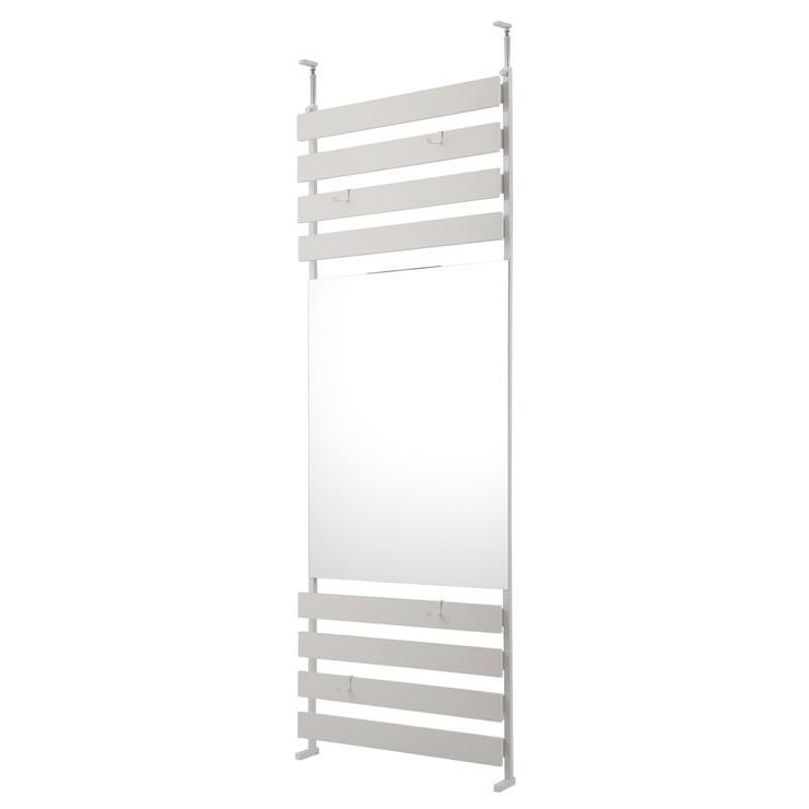 日本製 突っ張り 立体ラック 収納ラック ミラーラック 幅80cm ハイタイプ ホワイト リビング リビングおしゃれ シンプル 代引不可