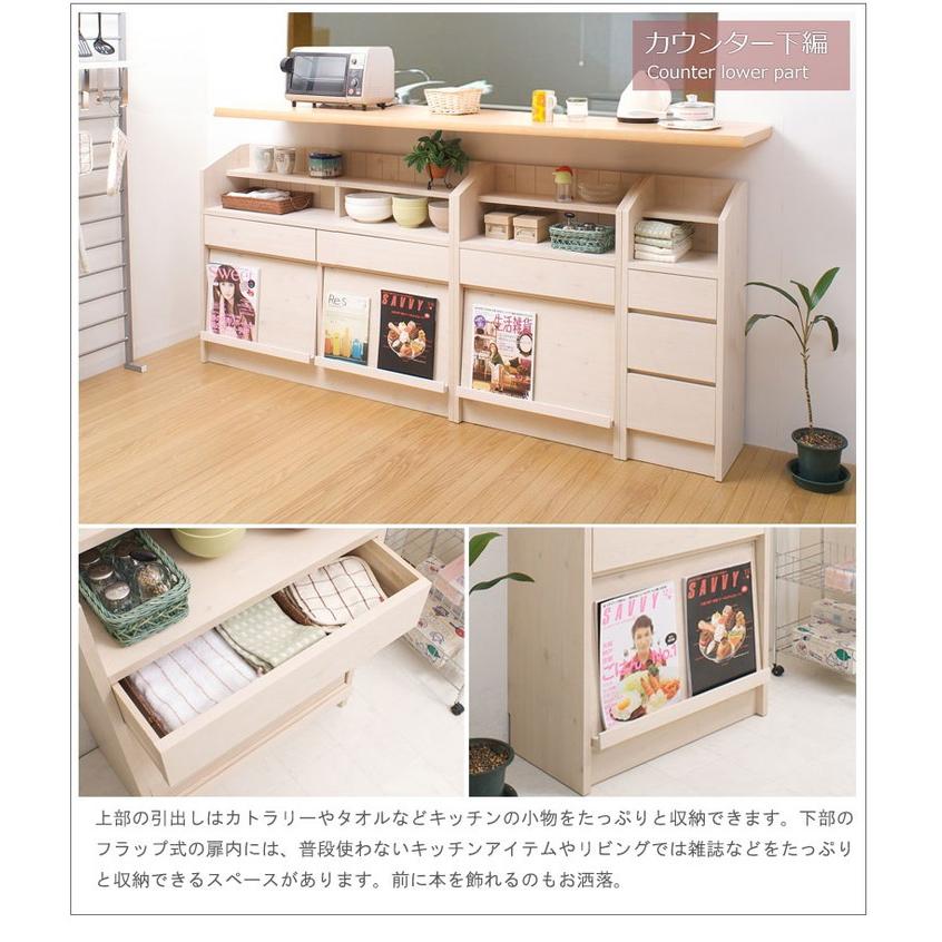 日本製 カウンター下収納 幅60.5 開き扉 引き出し付き マガジン 日本製 カウンター下収納 幅60.5 開き扉 引き出し付き マガジン