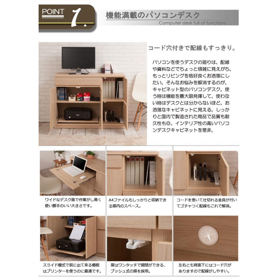 SQUARE DESIGN DESK 104 キャビネット PCデスク ホワイト SQUARE キャビネット 幅104.5 ホワイト ハイ PCデスク ディスプレイ