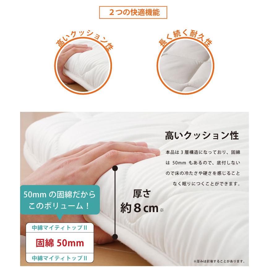 敷き布団 セミシングル 80×200cm 日本製 防ダニ 抗菌防臭