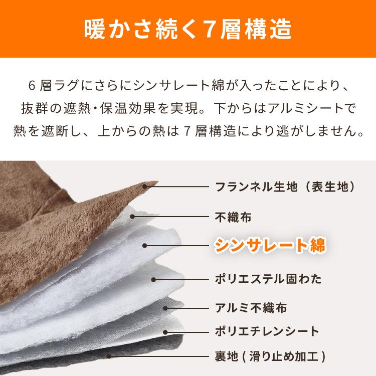 シンサレート使用 あったか極厚7層ラグマット 200×300 約3.5cm厚 厚手 極厚 ふかふか リビング ラグ ラグマット ホットカーペット対応 絨毯_3