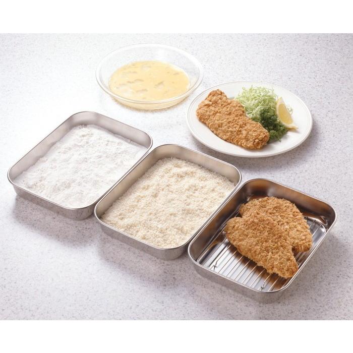 オークス（AUX） 日本製 燕三条 蓋付きステンレスバット 3枚セット