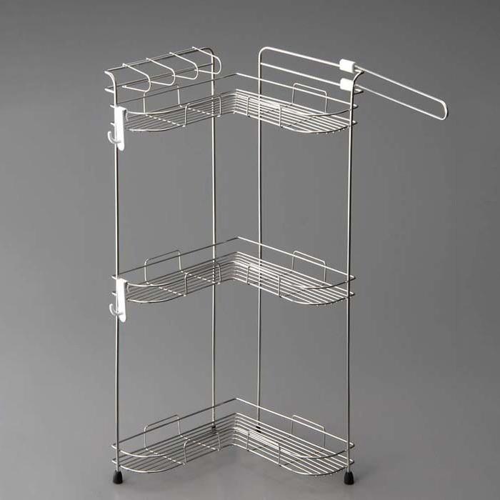 ー品販売 オークス 日本製 コーナーシャンプーラック3段 L字型 ラック ボトルスタンド タオル掛け フック 省スペース スッキリ 浴室 コーナー 収納 おしゃれ5 280円 Saropackaging Eu