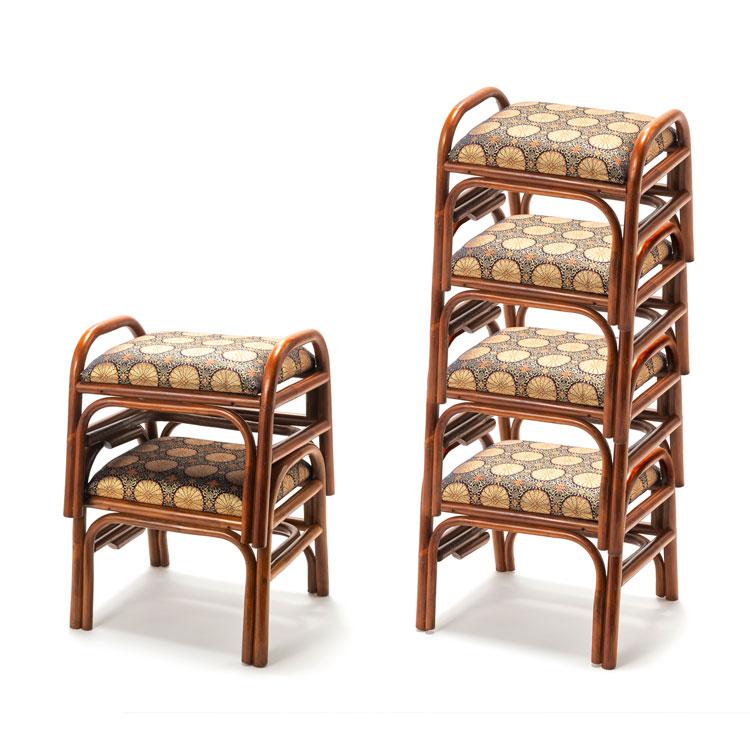仏前用 ラタン スタッキングチェア 天然籐 金襴座椅子 積み重ね イス
