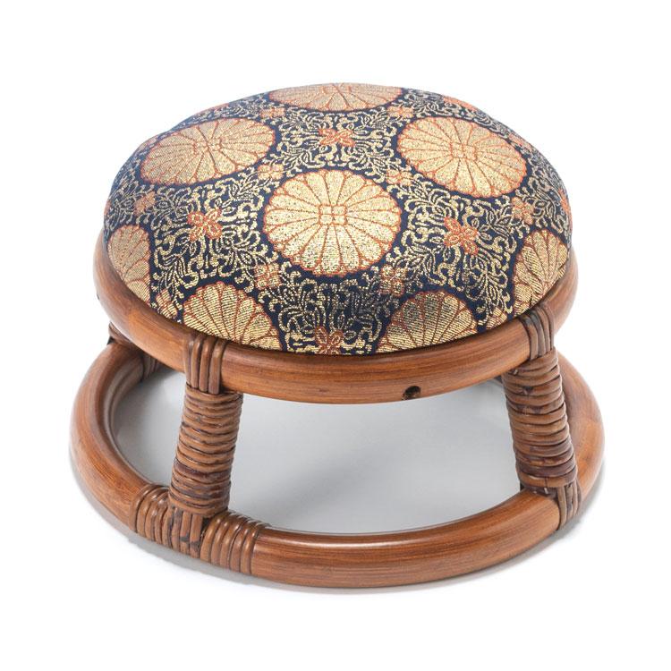 ラタン製 丸型椅子 ナチュラル ラタンスツール 丸型 籐製 螺旋組み 座面高44cm （ 籐家具