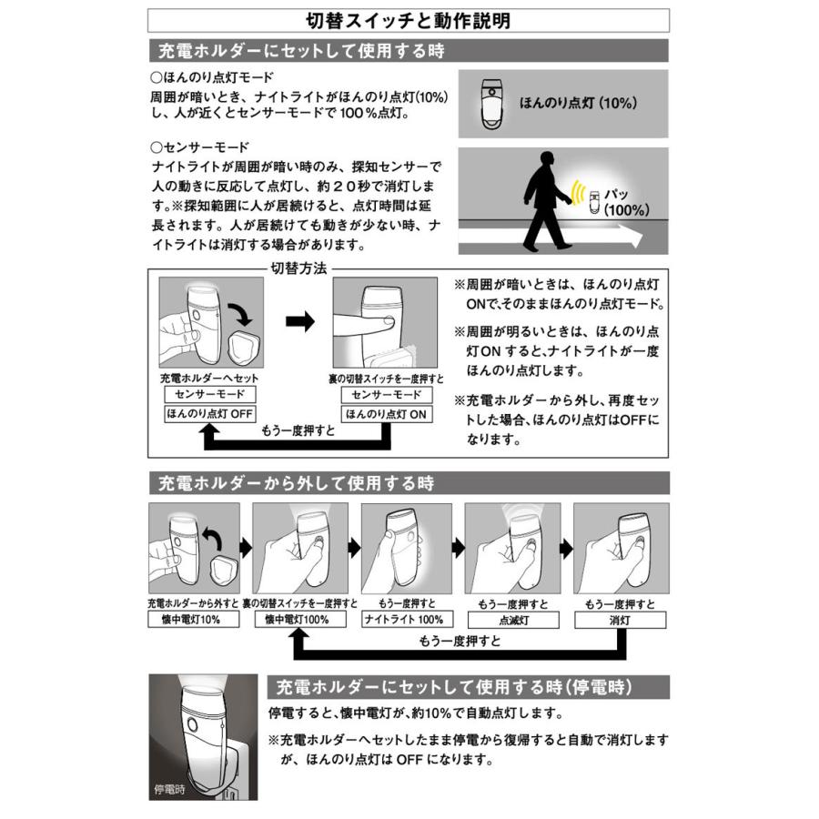 RITEX ライテック ムサシ LED 壁ホタル AL-300 フットライト ナイトライト 非常灯 懐中電灯 自動点灯 LEDライト 災害 停電 防雨 豪雨 大雨 台風 地震 代引不可｜recommendo｜10