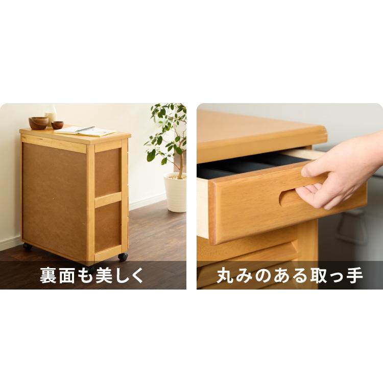 キッチンワゴン 完成品 幅61cm キャスター付き 天然木 ルーバー