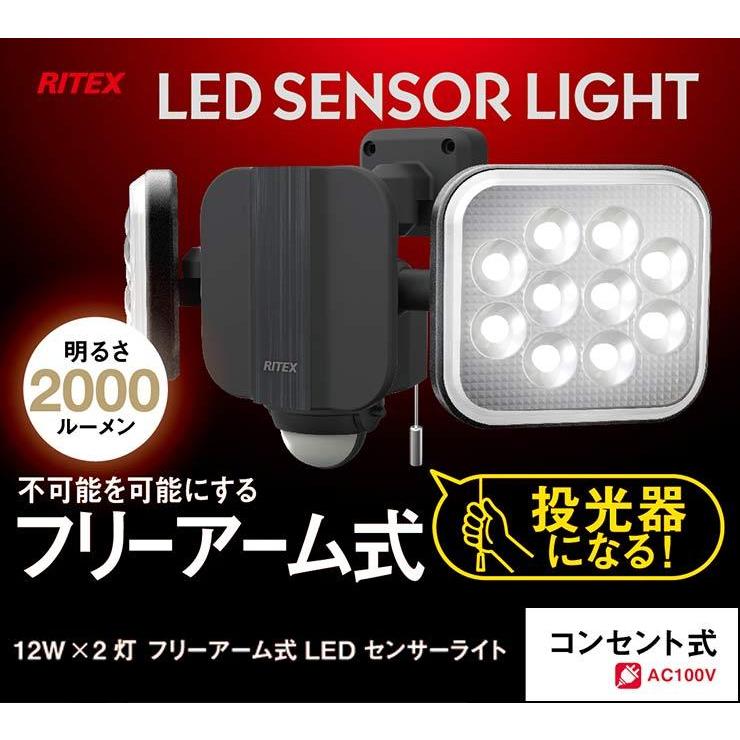 限定おまけ付き RITEX ライテックス LEDセンサーライト 12W×2灯 フリー
