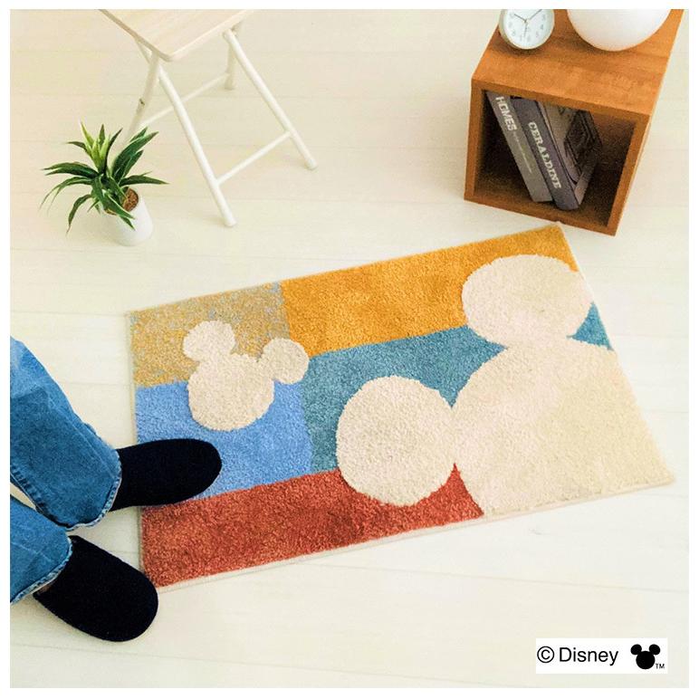 ディズニー 玄関マット 85×55cm ミッキー モノトーン マルチカラー