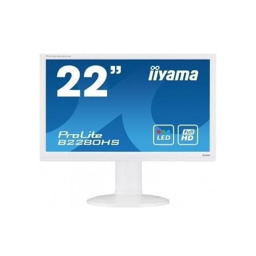 iiyama 21.5インチ 白 1920 x 1080 LEDバックライト 90° 縦置 回転付昇降 スピーカー内蔵 3系統入力Dsub DVI HDMI B2280HS-W1