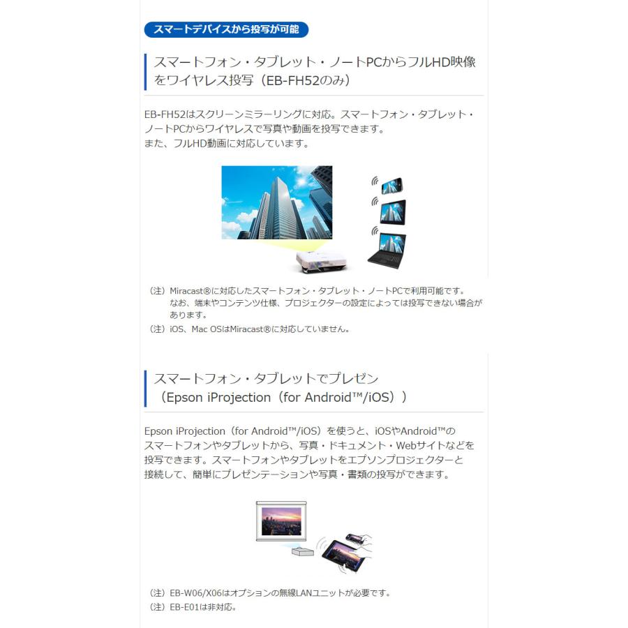 エプソン ビジネスプロジェクター ベーシックモデル EB-E01 XGA 3300lm EPSON ダイレクトパワーオン オートパワーオン 台形歪み補正 スピーカー内蔵 代引不可｜recommendo｜10