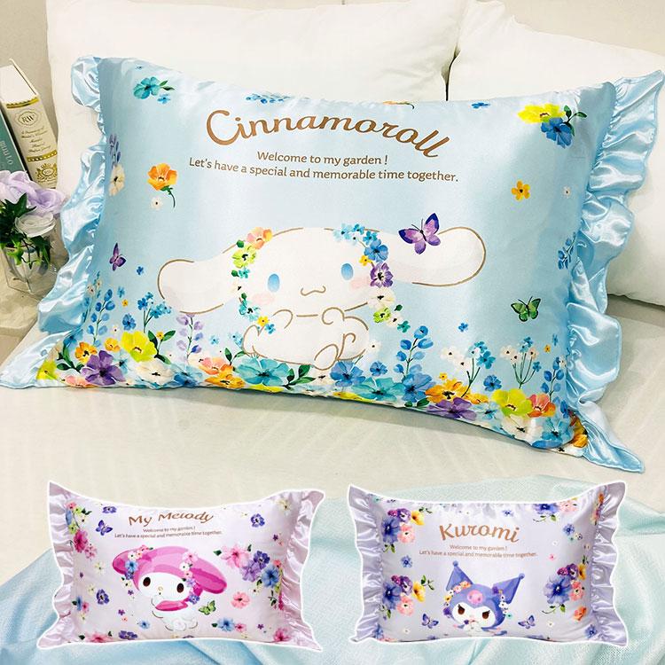 新品•未開封•タグ付き☆シナモロールカバー付き枕 スイーツデザイン シルキータッチ枕カバー サンリオキャラクターズ ピローカバー フリル
