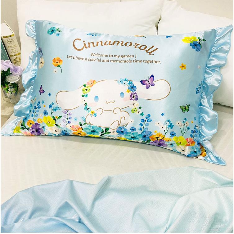 新品•未開封•タグ付き☆シナモロールカバー付き枕 スイーツデザイン シルキータッチ枕カバー サンリオキャラクターズ ピローカバー フリル