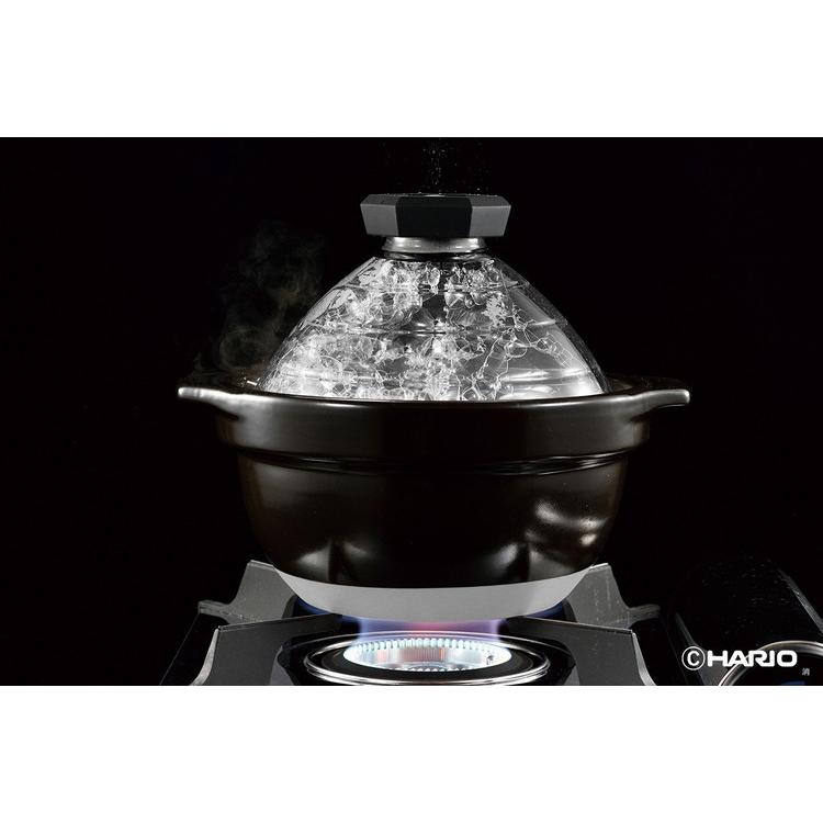 HARIO フタがガラスのご飯釜 2~3合用 GNR-200-B-W 代引不可