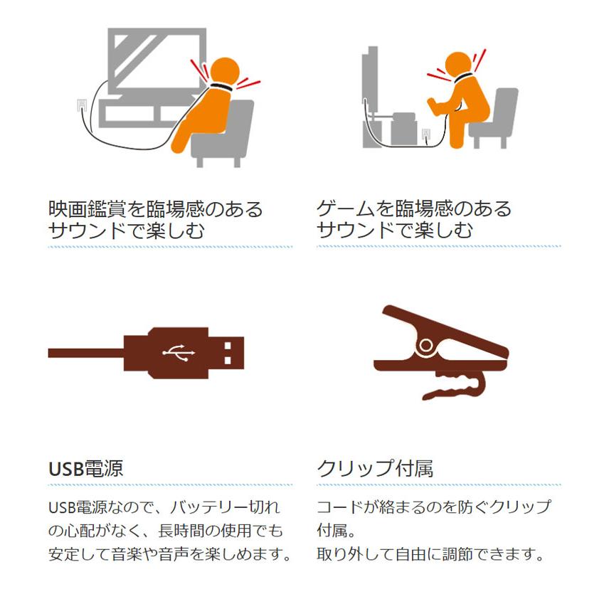 ネックスピーカー 有線 肩にかけるスピーカー ポータブルスピーカー