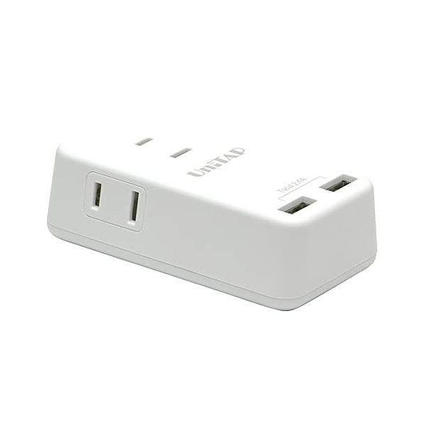 プリンストン USB給電ポート 2ポート+電源タップ3口搭載 コンパクトOAタップ Unitap ホワイト PPS-UTAP3BWH｜recommendo