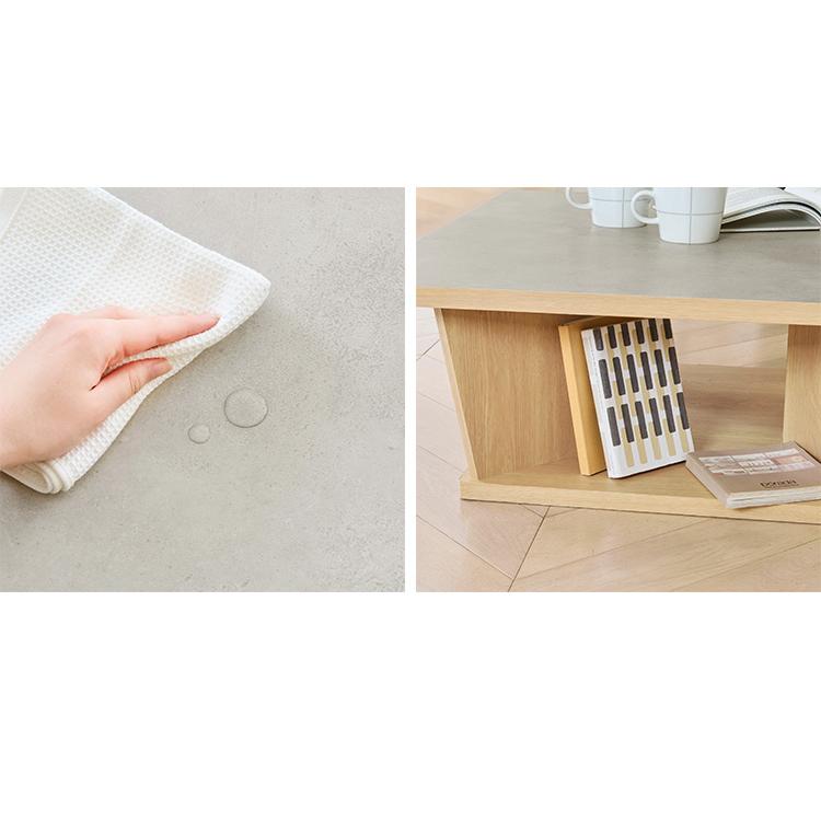 白井産業 テーブル 幅80cm 高さ30cm ナチュラルブラウン 石目調