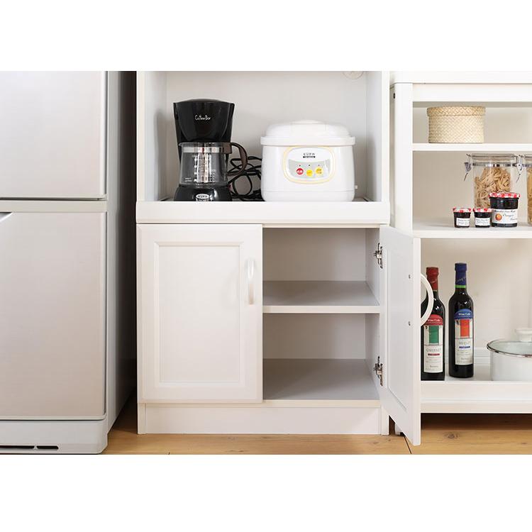 レンジ台 食器棚 幅57cm 高さ181cm 北欧風 ホワイト 白 スライド棚