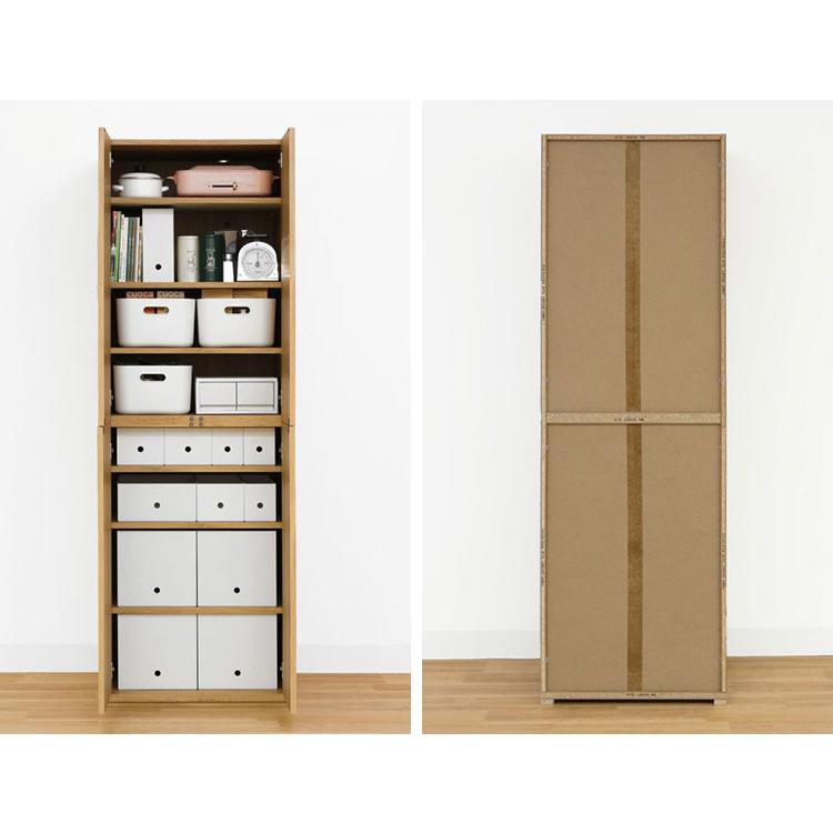 キッチンストッカー 食器棚 幅60cm 高さ180cm ナチュラルブラウン パントリー 扉付 キッチン収納 コモピア CMA-1860DNA プッシュ式扉 代引不可の画像