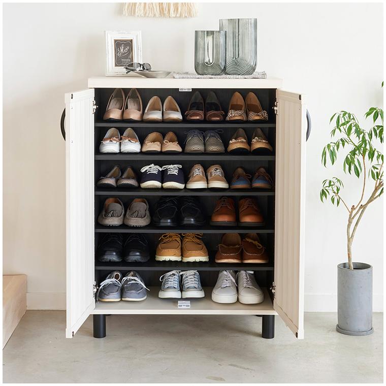 下駄箱 シューズボックス 幅75cm 高さ103cm ナチュラルブラウン 通気性