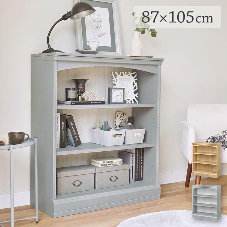 ディスプレイラック 幅87cm 高さ105cm ナチュラルブラウン シェルフ