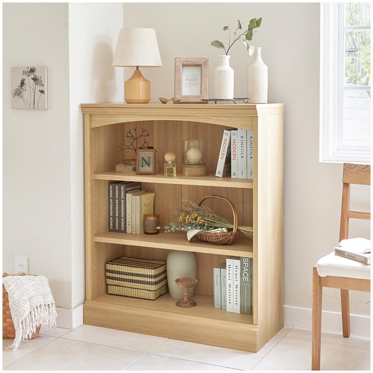 ディスプレイラック 幅87cm 高さ105cm ナチュラルブラウン シェルフ