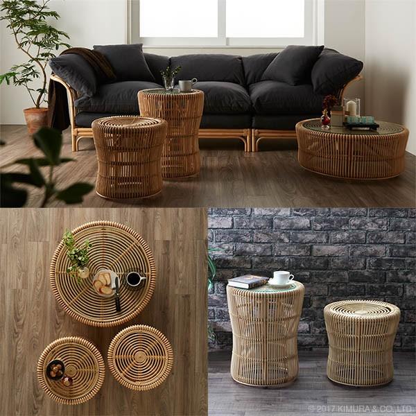 籐（ラタン）スツール ラタンスツール 円形 籐家具 高さ41cm : リビングート ヤフー店 - 通販