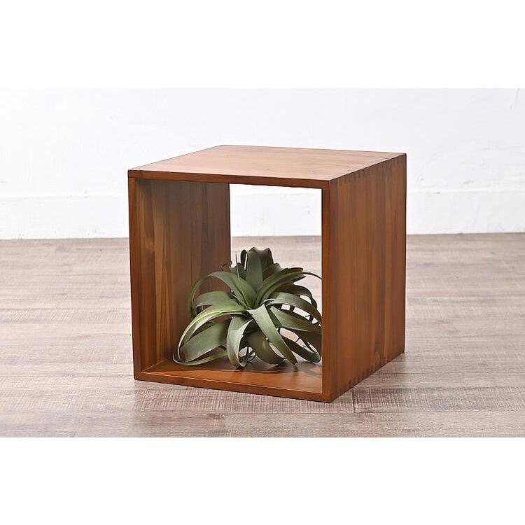 天然木 チーク材 収納 ラック オープンラック キューブボックス 棚 1段