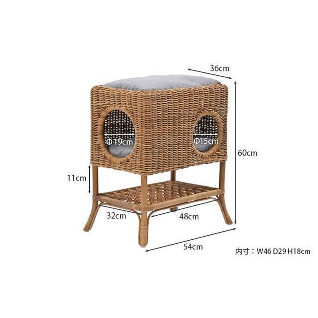 ペット ハウス キャットタワー クッション ラタン 籐 アジアン ナチュラル 北欧 犬 猫 代引不可 クッション 籐 約 幅 奥行 高 とう