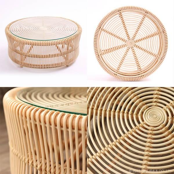 ラタン ローテーブル センターテーブル ラウンドテーブル リビング