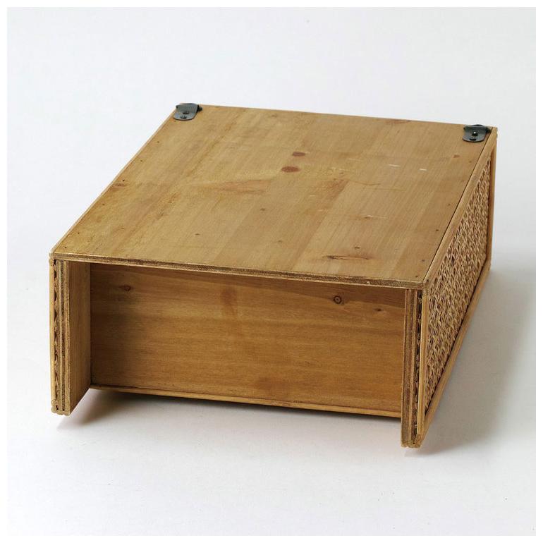 ラタン ガラス扉付き ミニキャビネット フック 引出し 両開き 扉収納