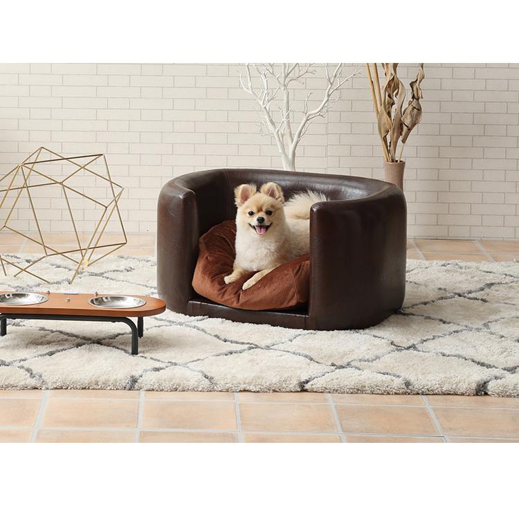 ペットソファ 完成品 幅66cm ハイタイプ ブラウン チャック付き クッション付き 犬猫兼用 犬 猫 小型犬 ペット ペット用品 ハイタイプフレーム 代引不可の画像