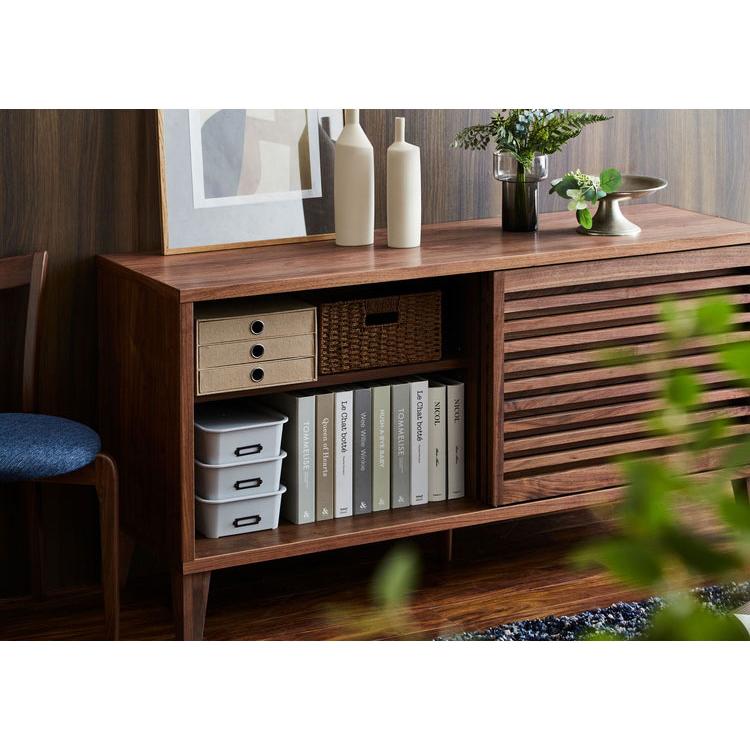 チェスト 国産 幅140cm 格子 ウォールナット 引き出し 可動棚 収納 高