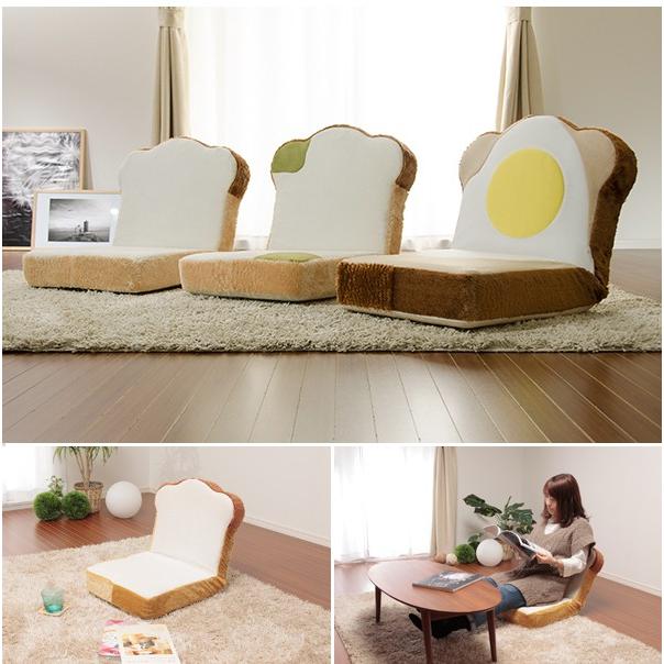 カバーリング めだまやき食パン座椅子 日本製 目玉焼き 食パン 座椅子