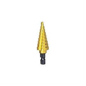 ＴＲＵＳＣＯ ステップドリル 2枚刃チタンコーティング 6〜27ｍｍ 段数12 NMS-27G 穴あけ工具・ステップドリル