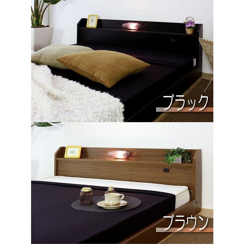 日本製 棚付き 照明付き フロアベッド+ボンネルコイルマットレス