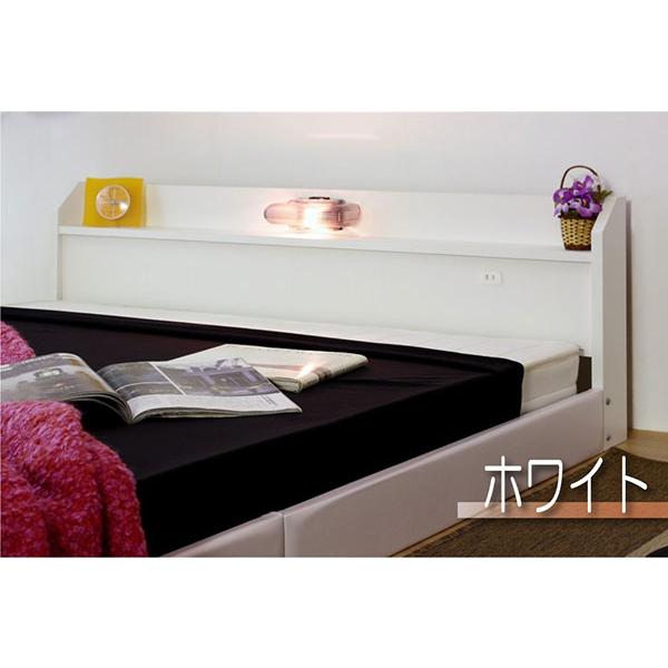日本製 棚付き 照明付き フロアベッド+ボンネルコイルマットレス