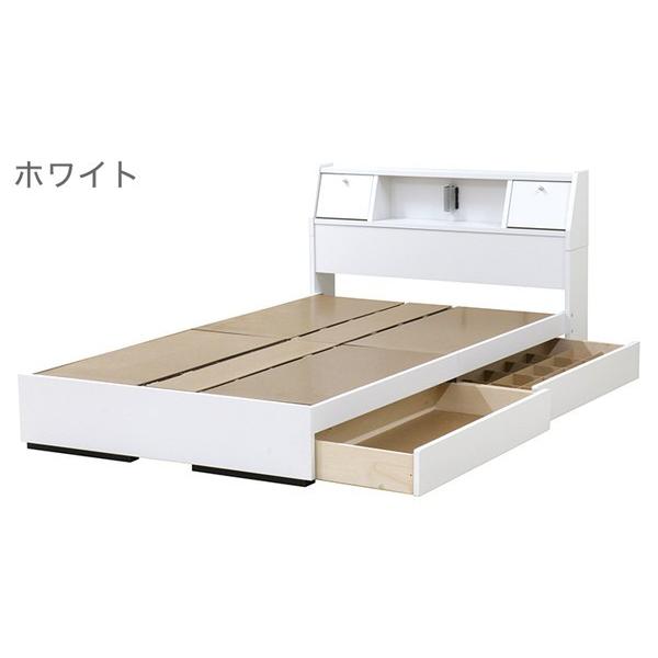日本製 仕切り付き 引出し付き ベッド フレーム + 日本製 ラテックス ポケットコイル マットレス ダブル 純国産 コンセント 照明 北欧 代引不可_1