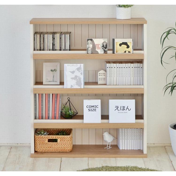 日本製 コミックラック 本棚 幅80 四段 4段 木目 おしゃれ ほんだな 扉