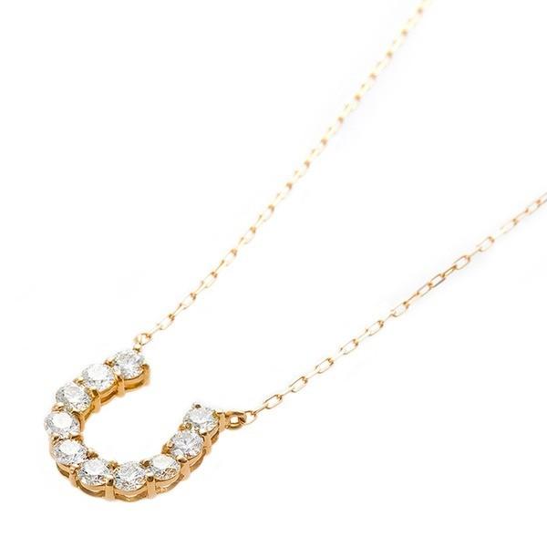 〔鑑別書付〕K18イエローゴールド 天然ダイヤネックレス ダイヤモンドペンダント/ネックレス0.5ct 馬蹄モチーフ 代引不可の画像