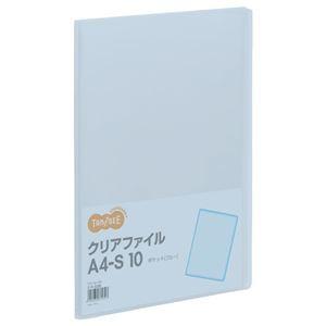 （まとめ） TANOSEE クリアファイル A4タテ 10ポケット 背幅8mm ブルー 1冊 〔×50セット〕 代引不可