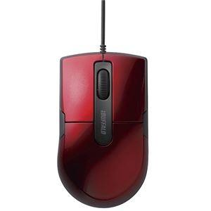 (まとめ) バッファロー 有線BlueLEDマウス 静音 3ボタンMサイズ レッド BSMBU26SMRD 1個 〔×3セット〕 代引不可