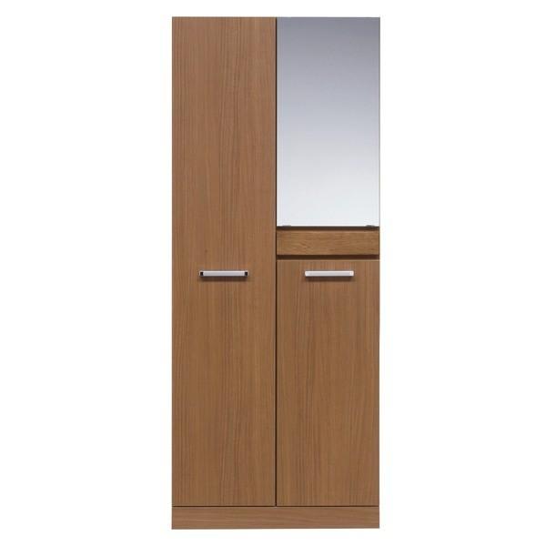 ハイタイプシューズボックス 〔幅74cm〕 木製 オートヒンジ/プラ棚付き 日本製 ブラウン 〔Angel〕エンジェル 〔完成品〕 代引不可