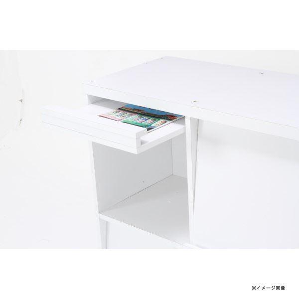 ディスプレイラック (収納棚/本棚) 4マス 〔ホワイト〕 幅80cm 上下連結可 フラップ式扉 雑誌ディスプレイ付き 代引不可_3