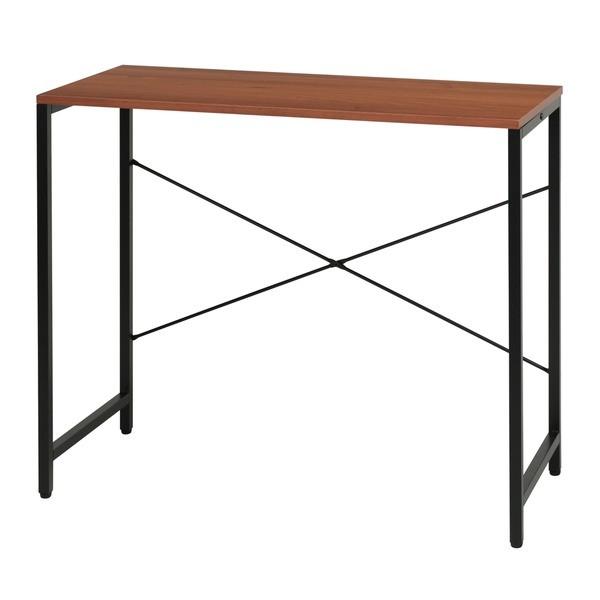〔2個セット〕パソコンデスク(ブラウン/茶) 幅85cm×奥行40cm 学習机/作業机/ワークデスク/ウォールナット/PCデスク/スチール/アイアン/モダン/木目/ウォール..._1