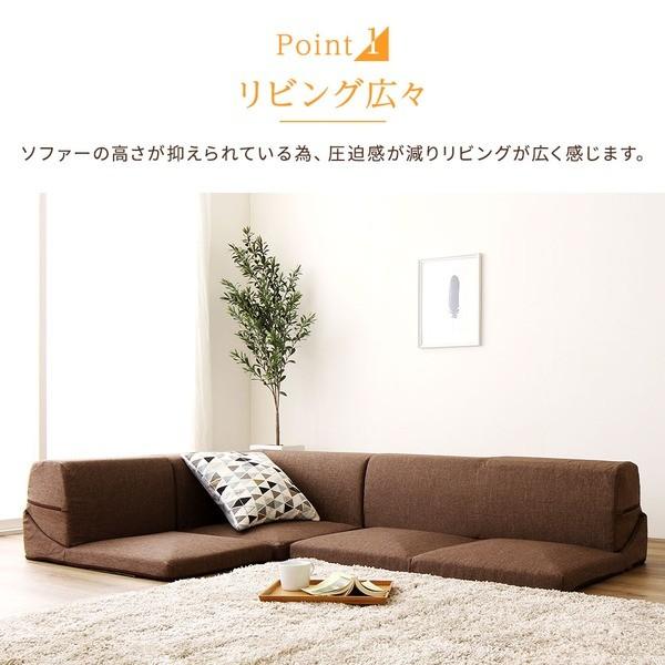 フロアソファー コーナー付き3点セット 〔グレー タスク生地〕 本体