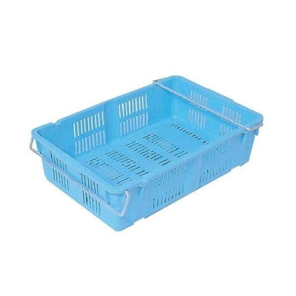 〔10個セット〕プラスケット/網目ボックス 〔No.400 金具付き〕 ブルー スタッキング金具使用時：段積み可 代引不可